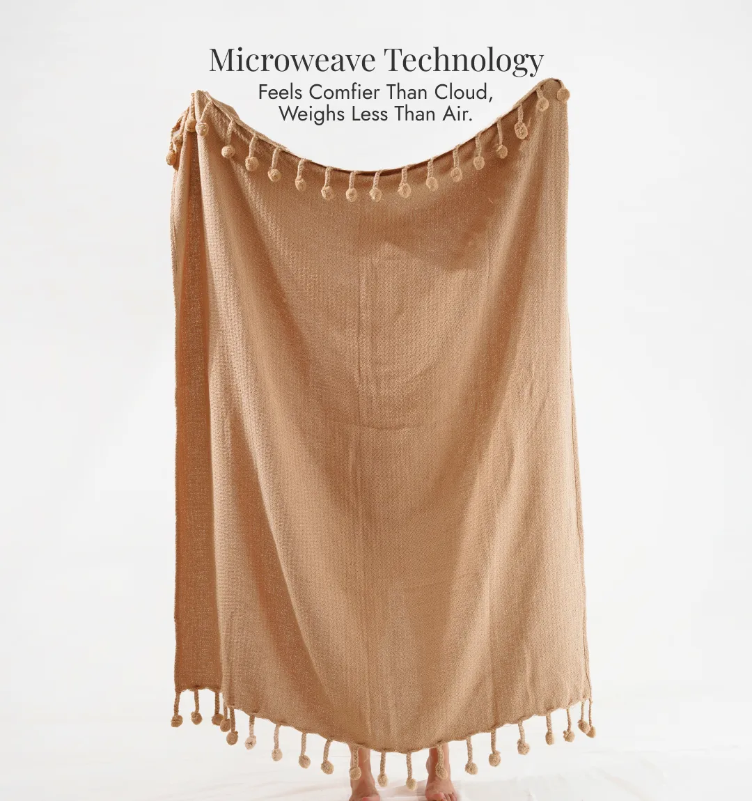 Cloudy Sofa Blanket - Beige Bliss Pom Pom - Image 3
