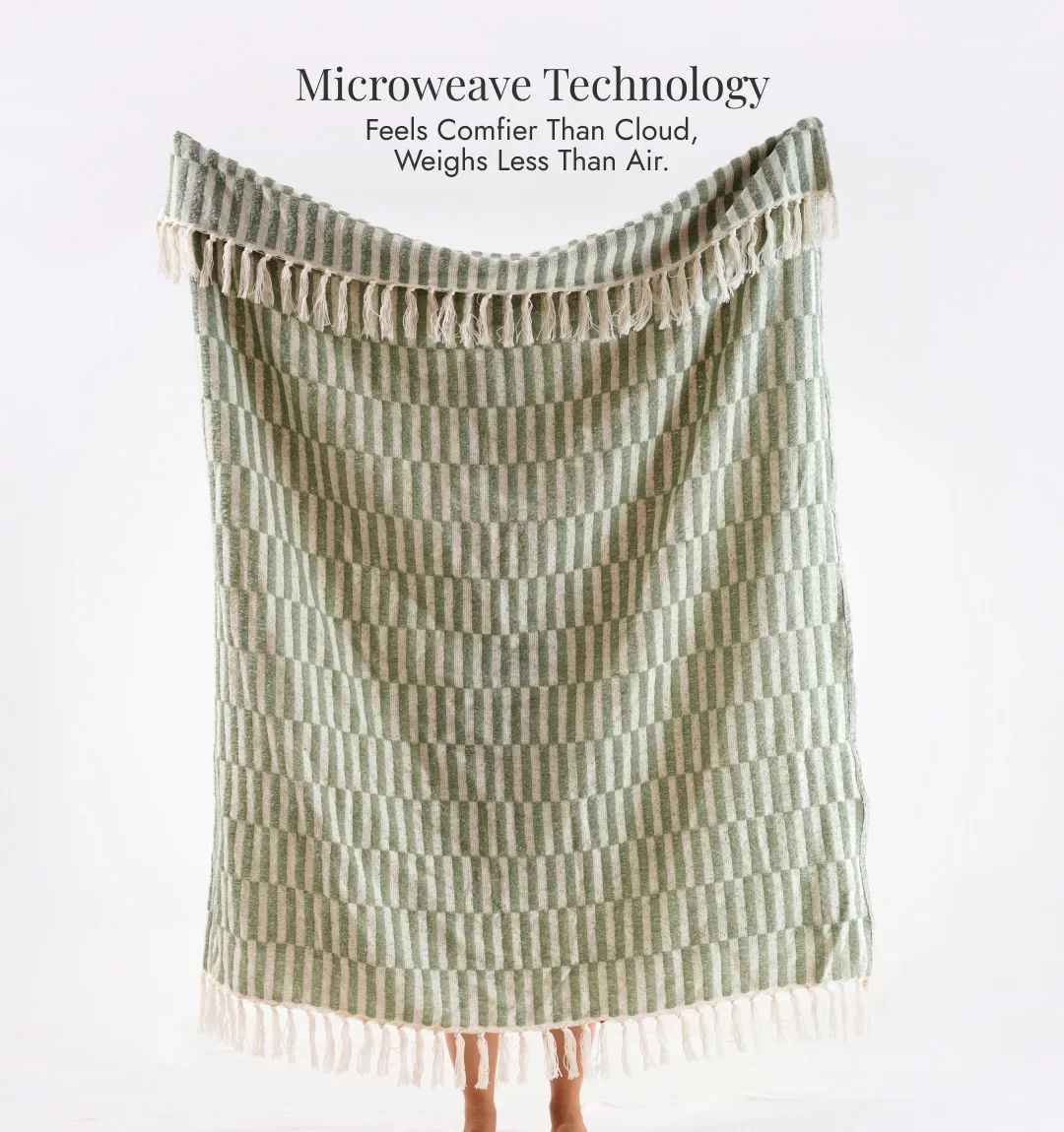 Cloudy Sofa Blanket - Beige Sage Checkered - Image 3