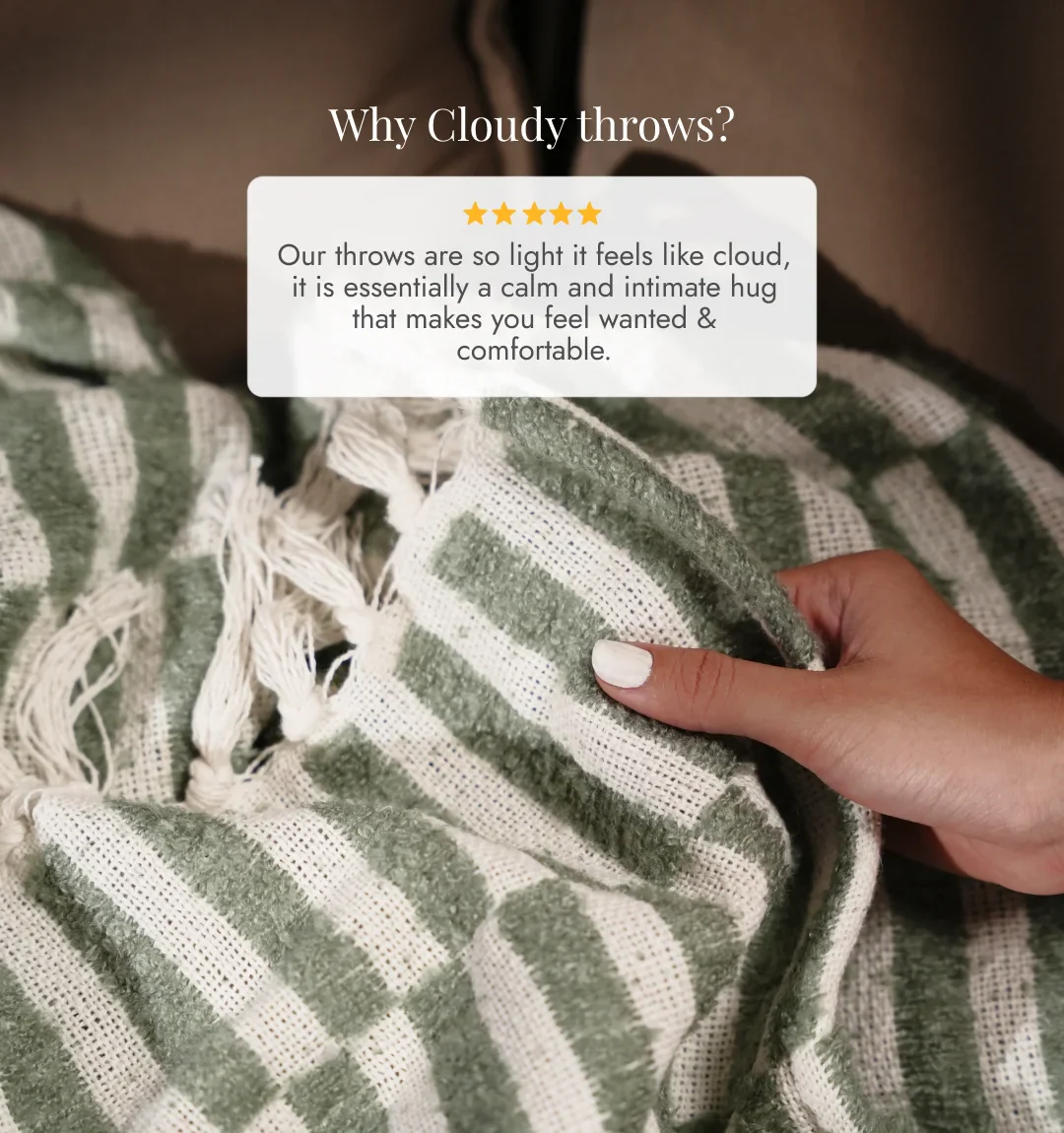 Cloudy Sofa Blanket - Beige Sage Checkered - Image 7