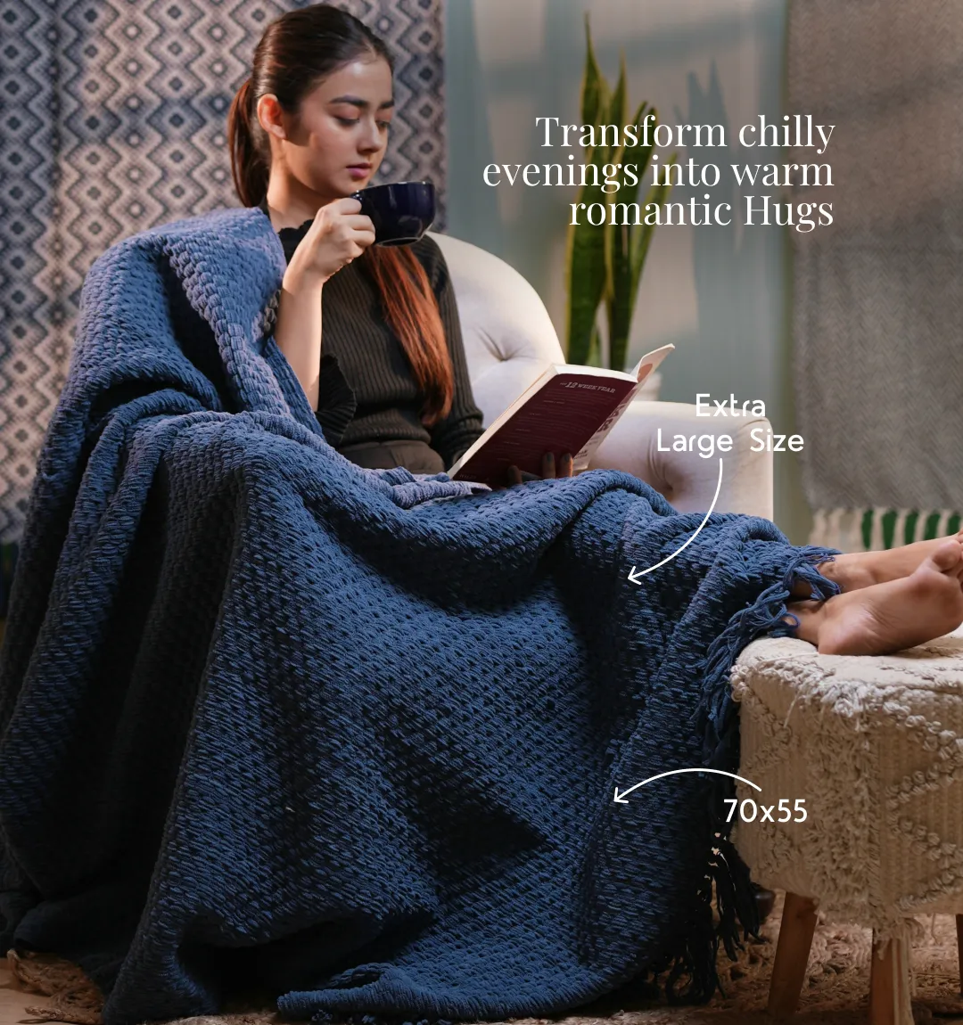 Cloudy Sofa Blanket - Blue Ash Zigzag - Image 4