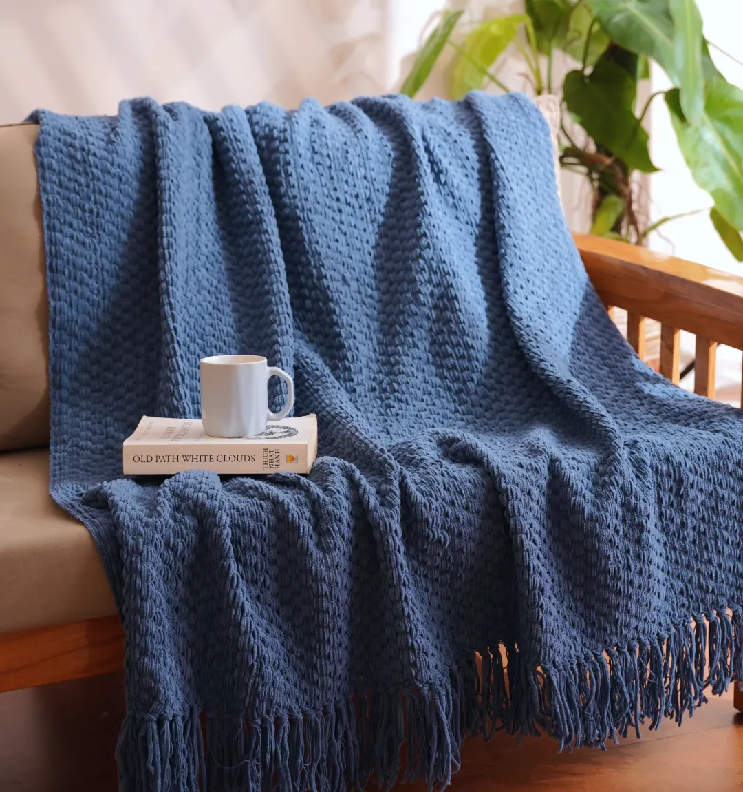 Cloudy Sofa Blanket - Blue Ash Zigzag - Image 5
