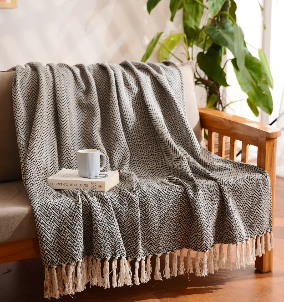 Cloudy Sofa Blanket - Charcoal Mist Zigzag - Image 5