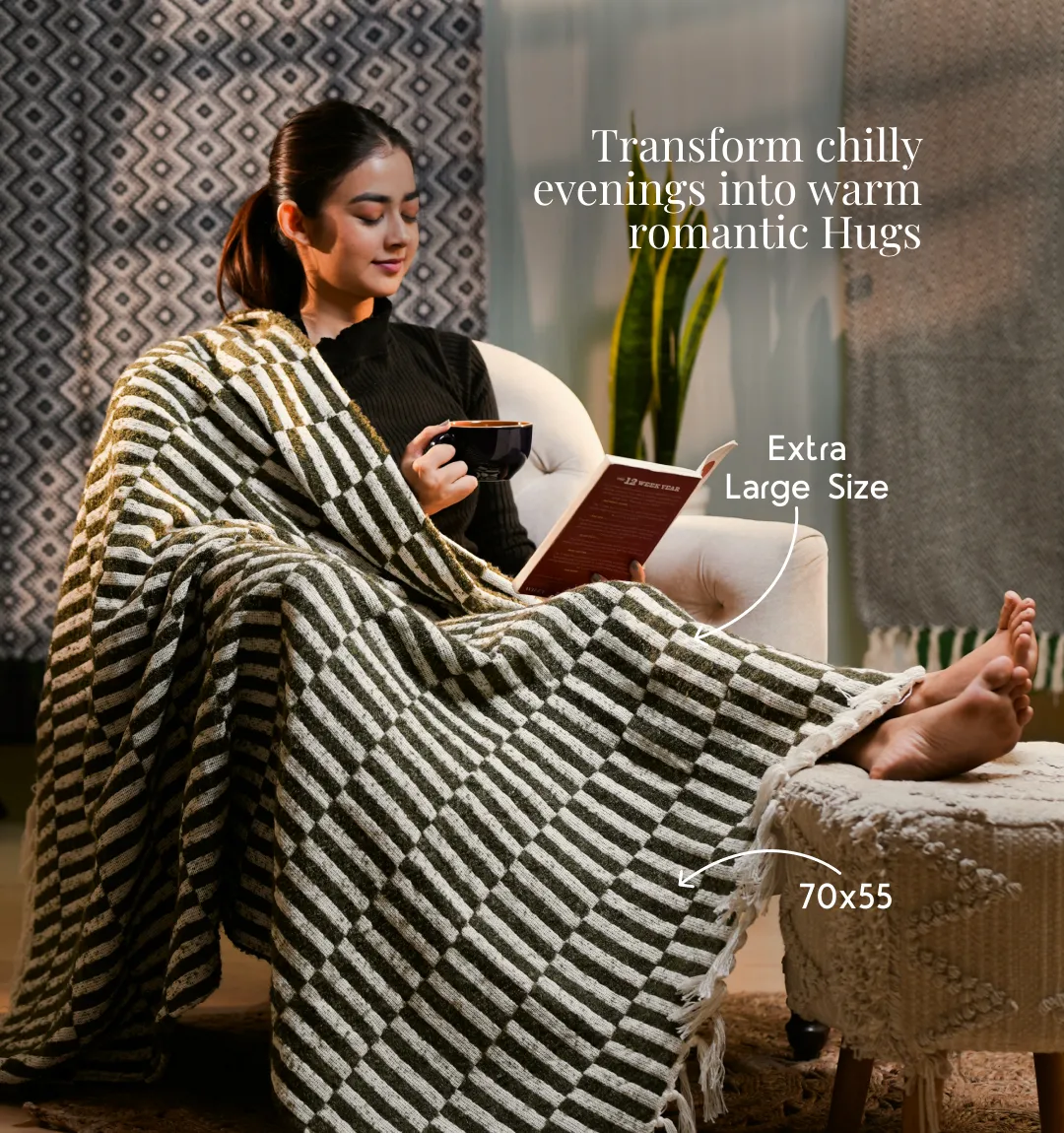 Cloudy Sofa Blanket - Emerald Moss Checkered - Image 4