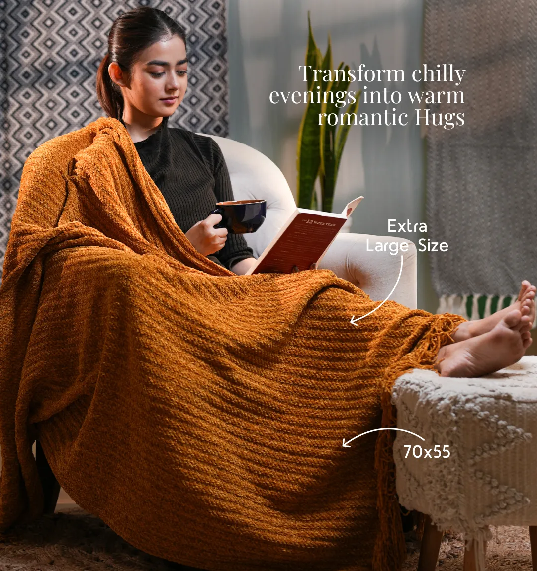 Cloudy Sofa Blanket - Mustard Meadow - Image 4