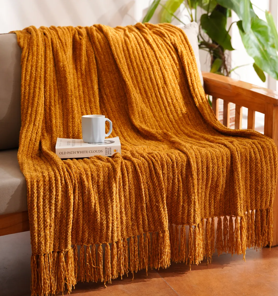 Cloudy Sofa Blanket - Mustard Meadow - Image 5