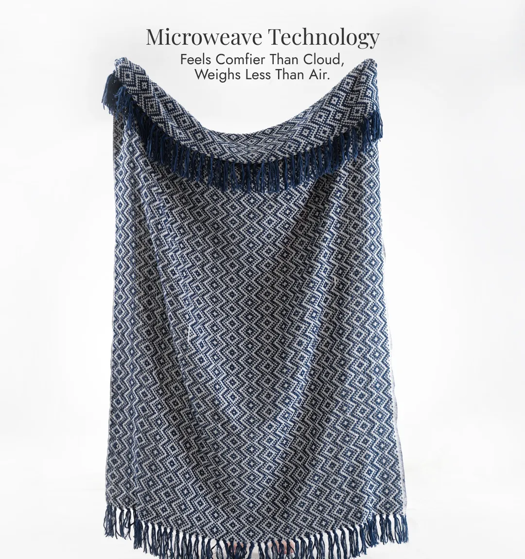 Cloudy Sofa Blanket - Navy Vanilla Lattice - Image 3