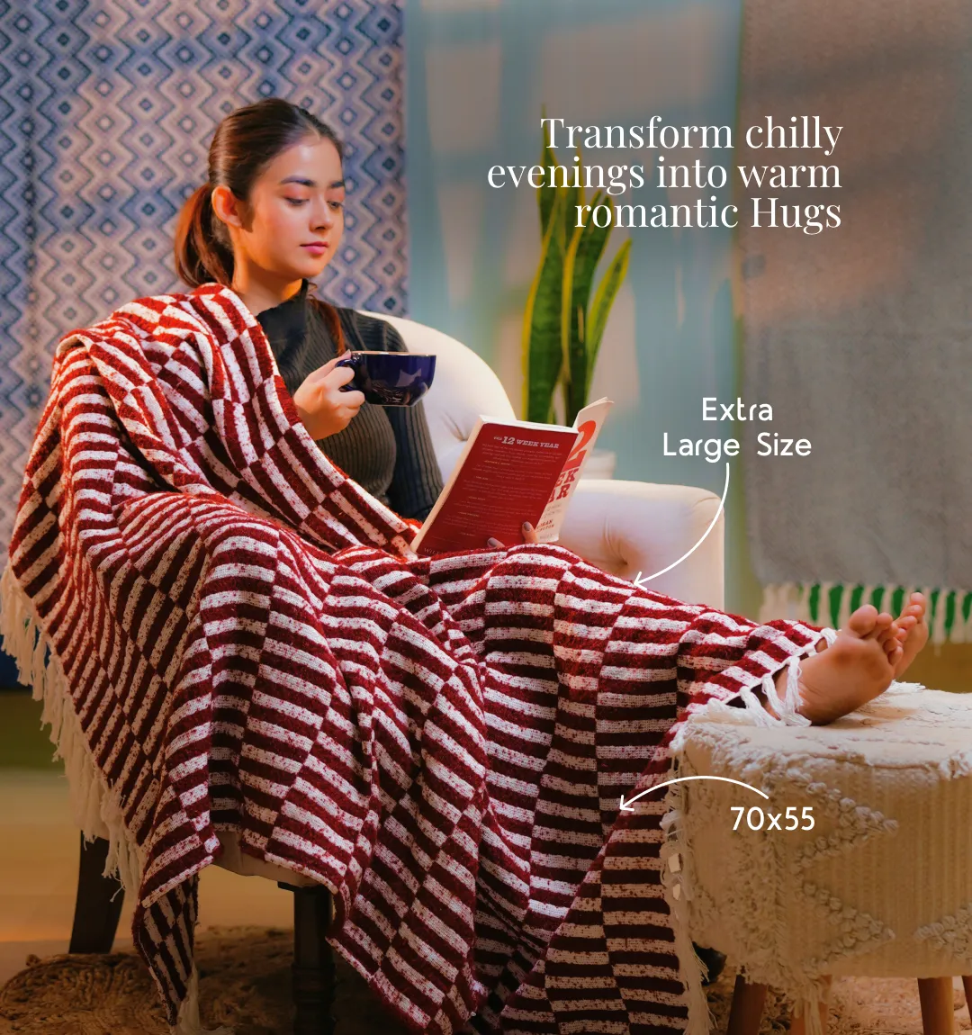 Cloudy Sofa Blanket - Rosewood Checkered - Image 4