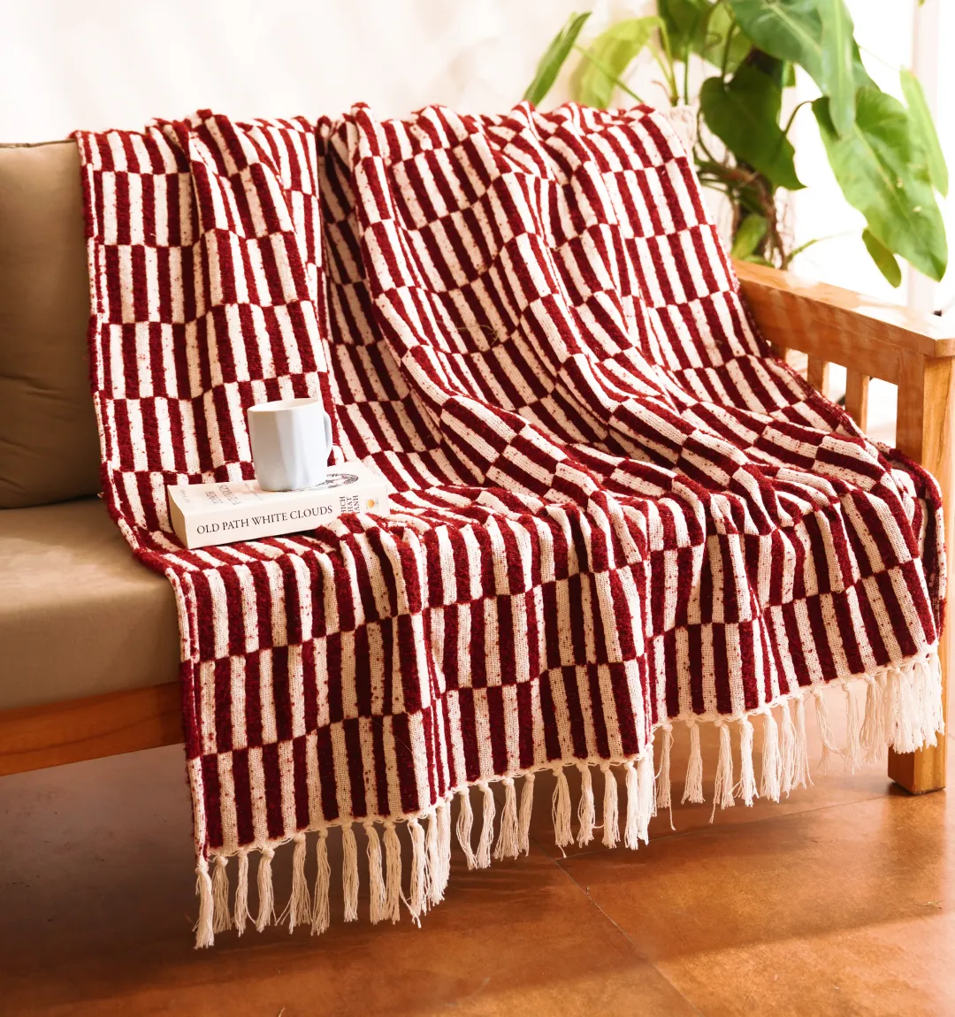 Cloudy Sofa Blanket - Rosewood Checkered - Image 5