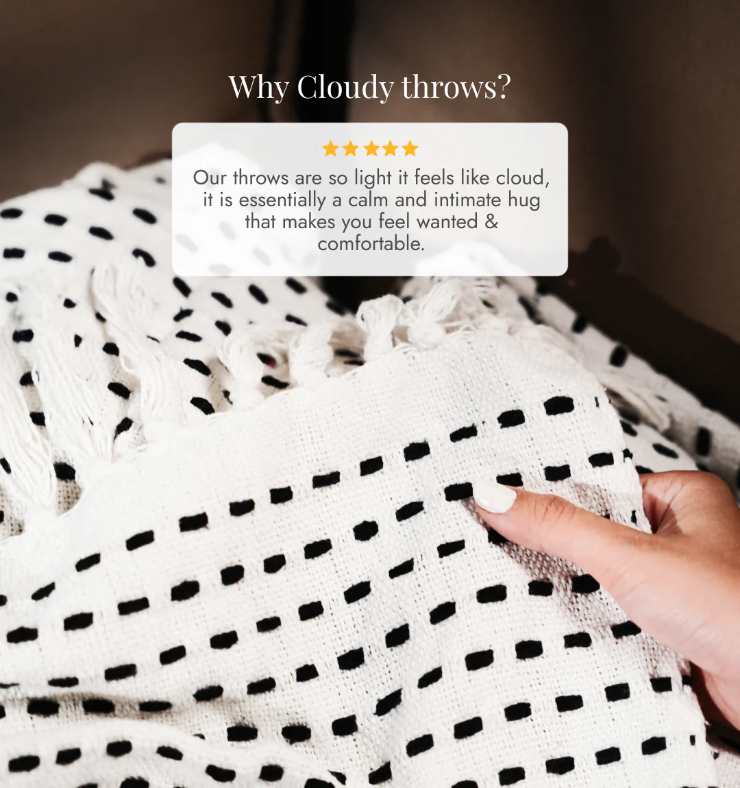 Cloudy Sofa Blanket - Running Line Black & White - Image 7