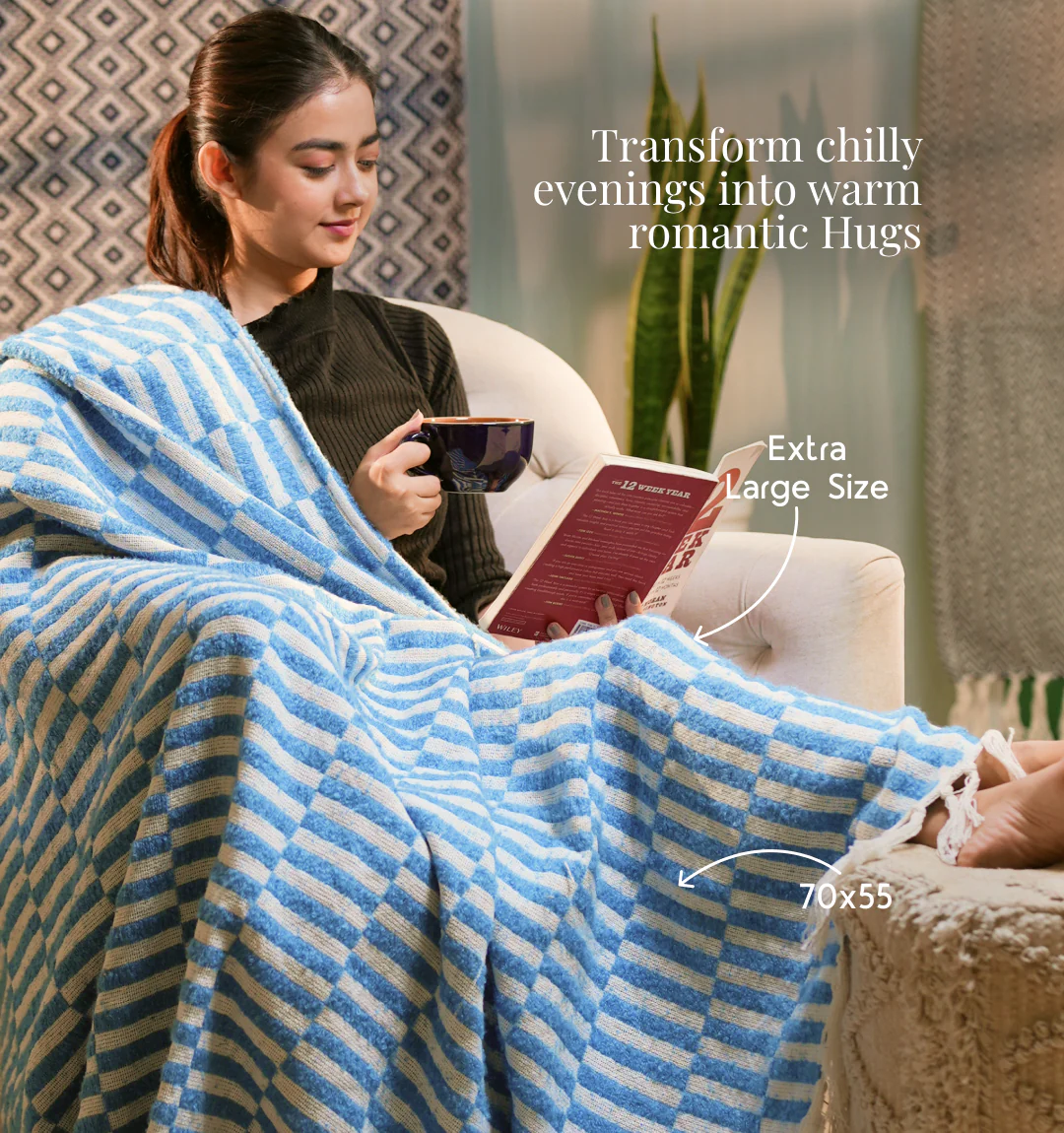 Cloudy Sofa Blanket- Skyline Checkered - Image 4