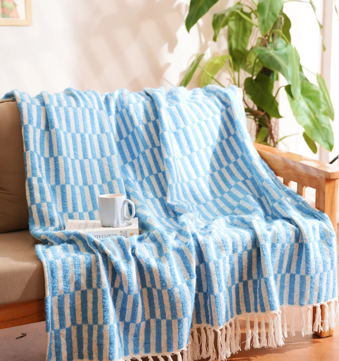 Cloudy Sofa Blanket- Skyline Checkered - Image 5